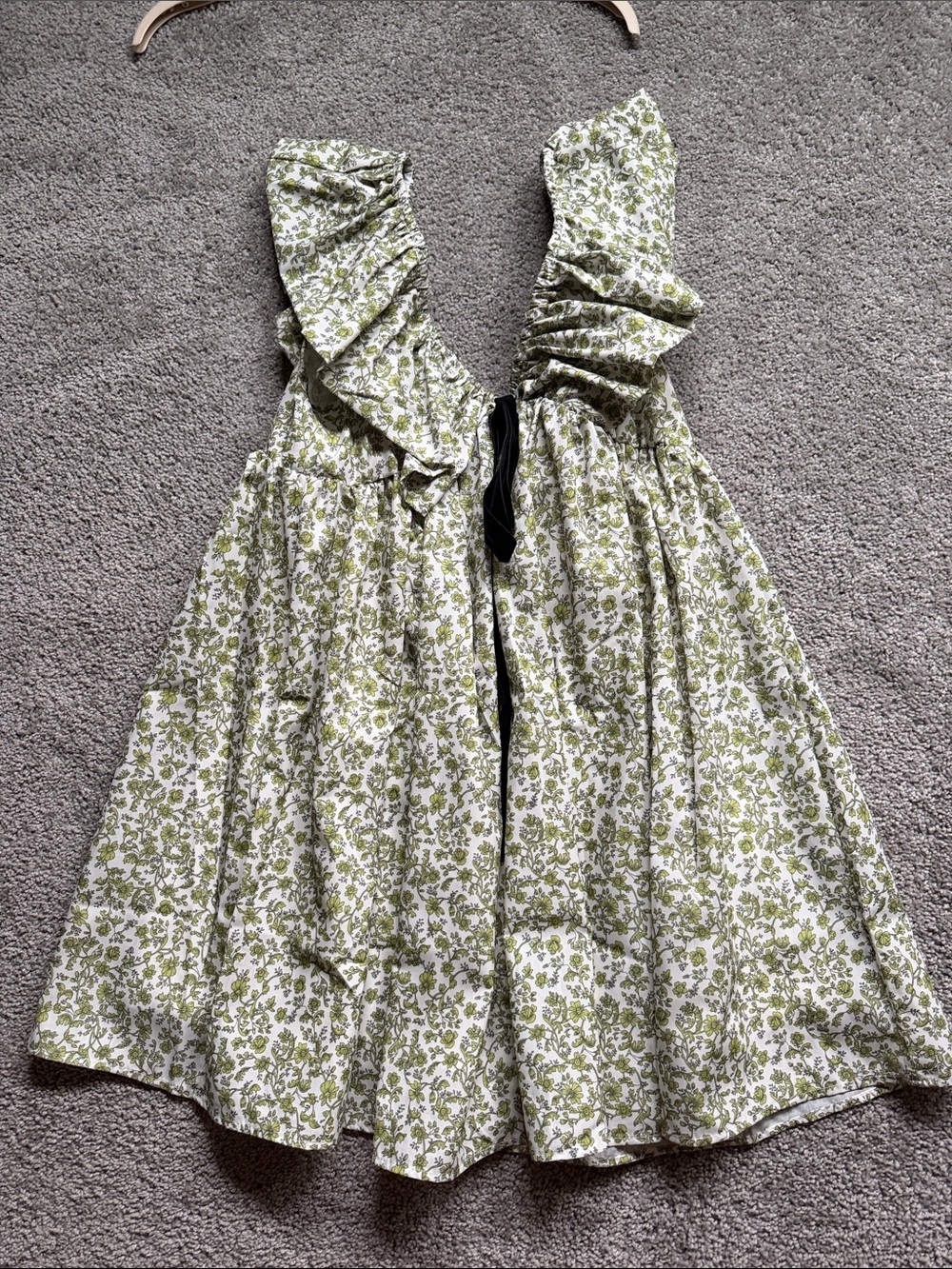 Women's Floral Mini Dress Ruffle Sleeve V Neck Bow Tie Babydoll Dress